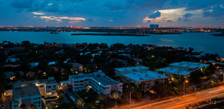 Bellini Bal Harbour Luxury Condo Evening Aerial View