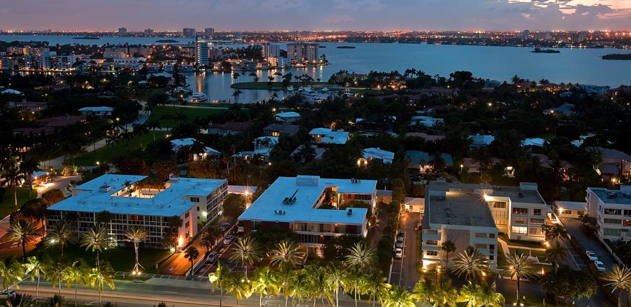 Bellini Bal Harbour Luxury Condo Evening Harbor Aerial View