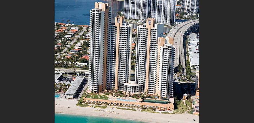 Ocean Four Sunny Isles Beach Luxury Condo Entrance Aerial View