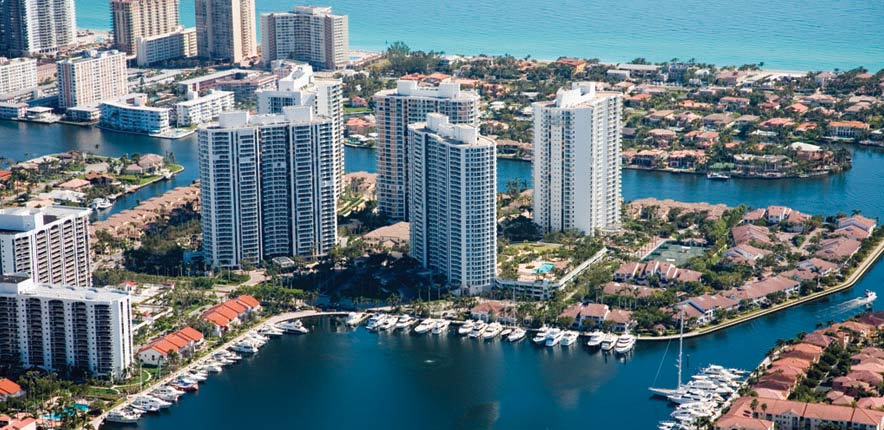 The Point Aventura Luxury Condo Aerial and Marina View